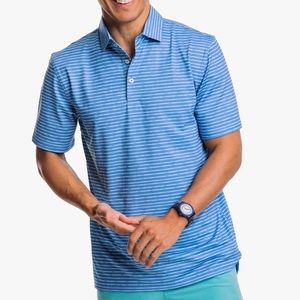 Southern Tide Driver Wymberly Stripe Performance Polo - Atlantic Blue